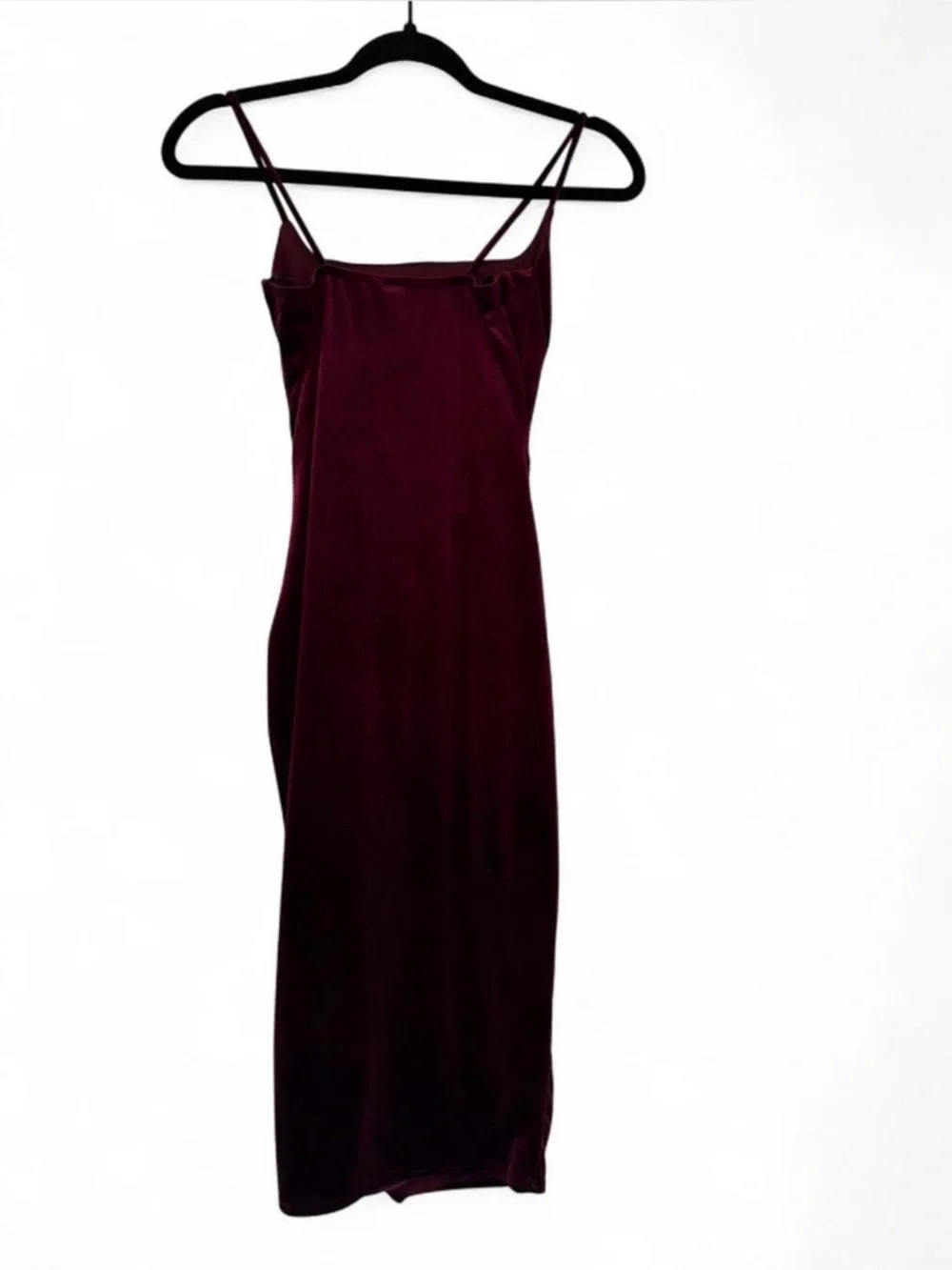 VINTAGE Velvet Midi Dress in Burgundy - Picture 3 of 8